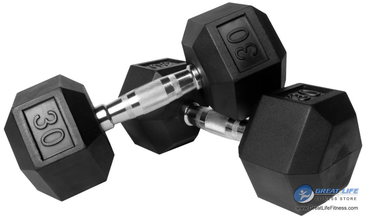 IFAST Hex Rubber Dumbbells Set - 15, 20, 25, 30, 45 LB - Metal Handles For Gym Training & Weight Lifting